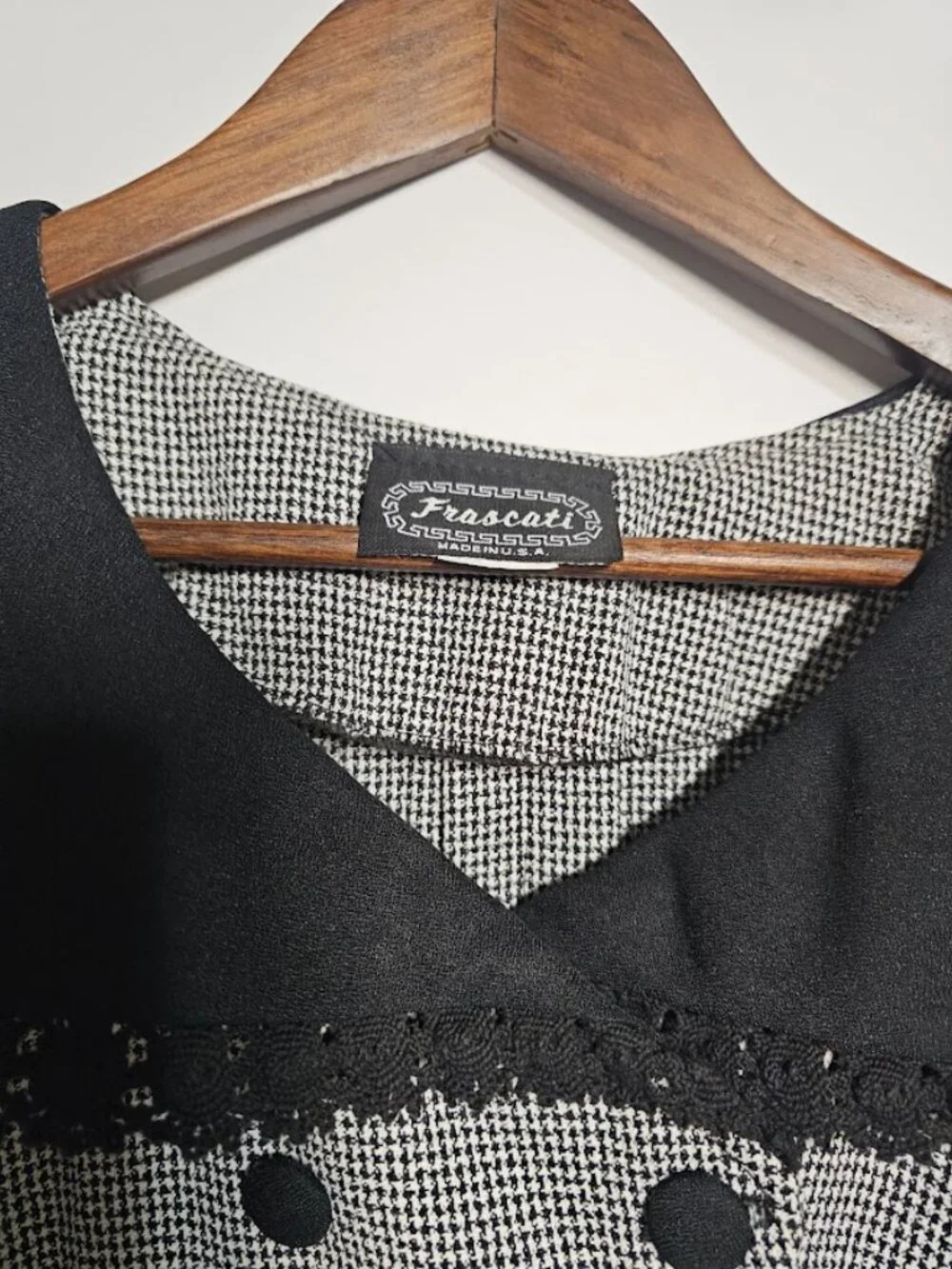 Vintage Frascati Retro 1990s Houndstooth Crop Blazer Whimsigoth Coquette - Picture 2 of 5